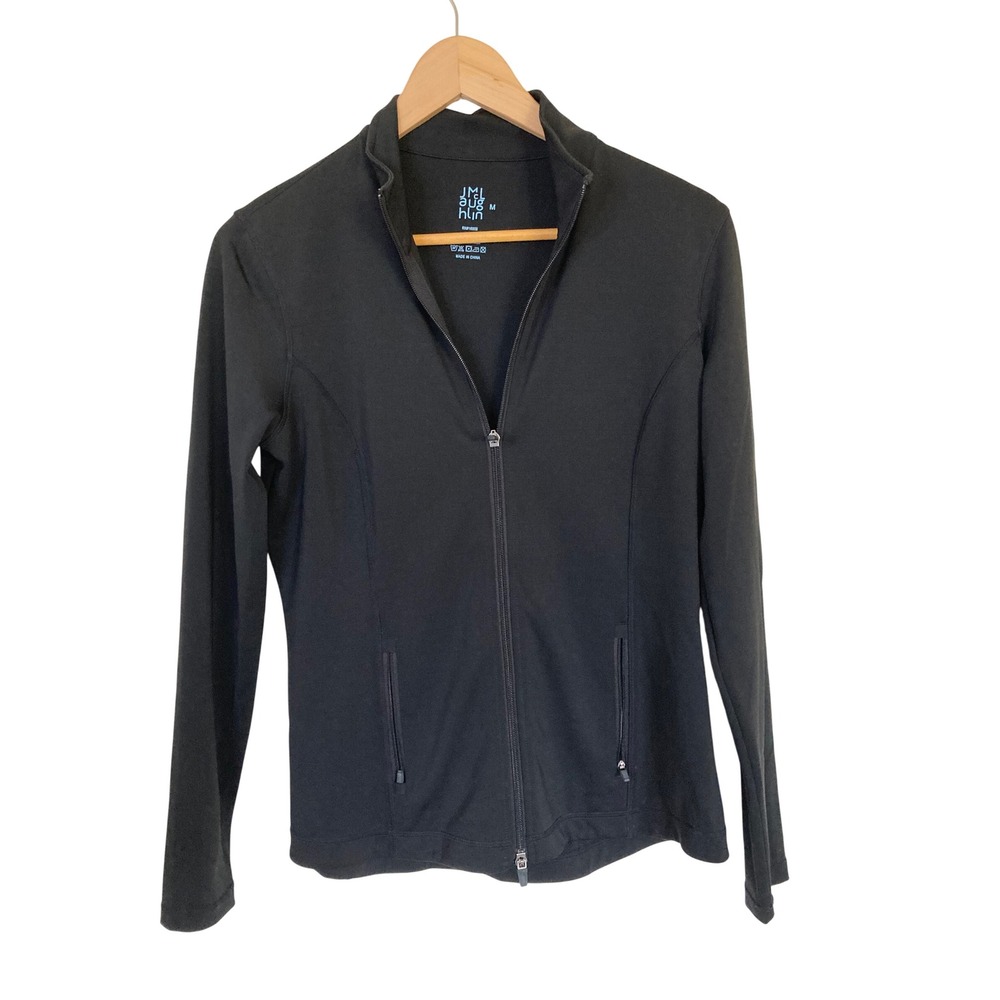 J. McLaughlin Womens Black Full Zip Performance Jacket Mock‎ Neck Size M Active